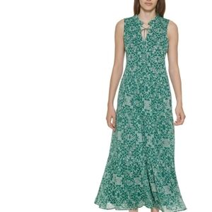 Calvin Klein belted Chiffon Maxi Dress Size 10